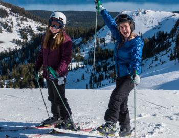 Two children enjoying a Tahoe Ski Lease.