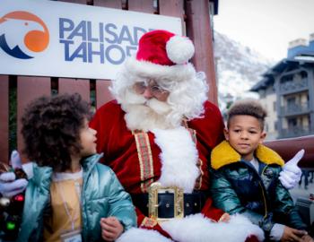 santa in the village at palisades tahoe